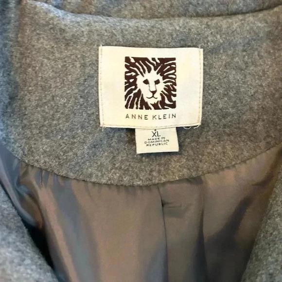 Anne Klein Women’s Gray Wool Blend Hooded Jacket Full Zip & Satin Lined Size XL - Picture 6 of 11